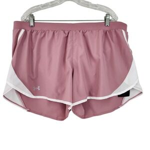 Under Armour Shorts Women XXL Fly By 2.0 Pink Running Athletic Mesh Trim Loose